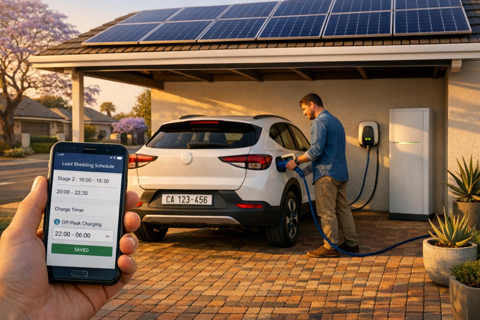 Electric vehicle charging at home in South Africa with rooftop solar panels