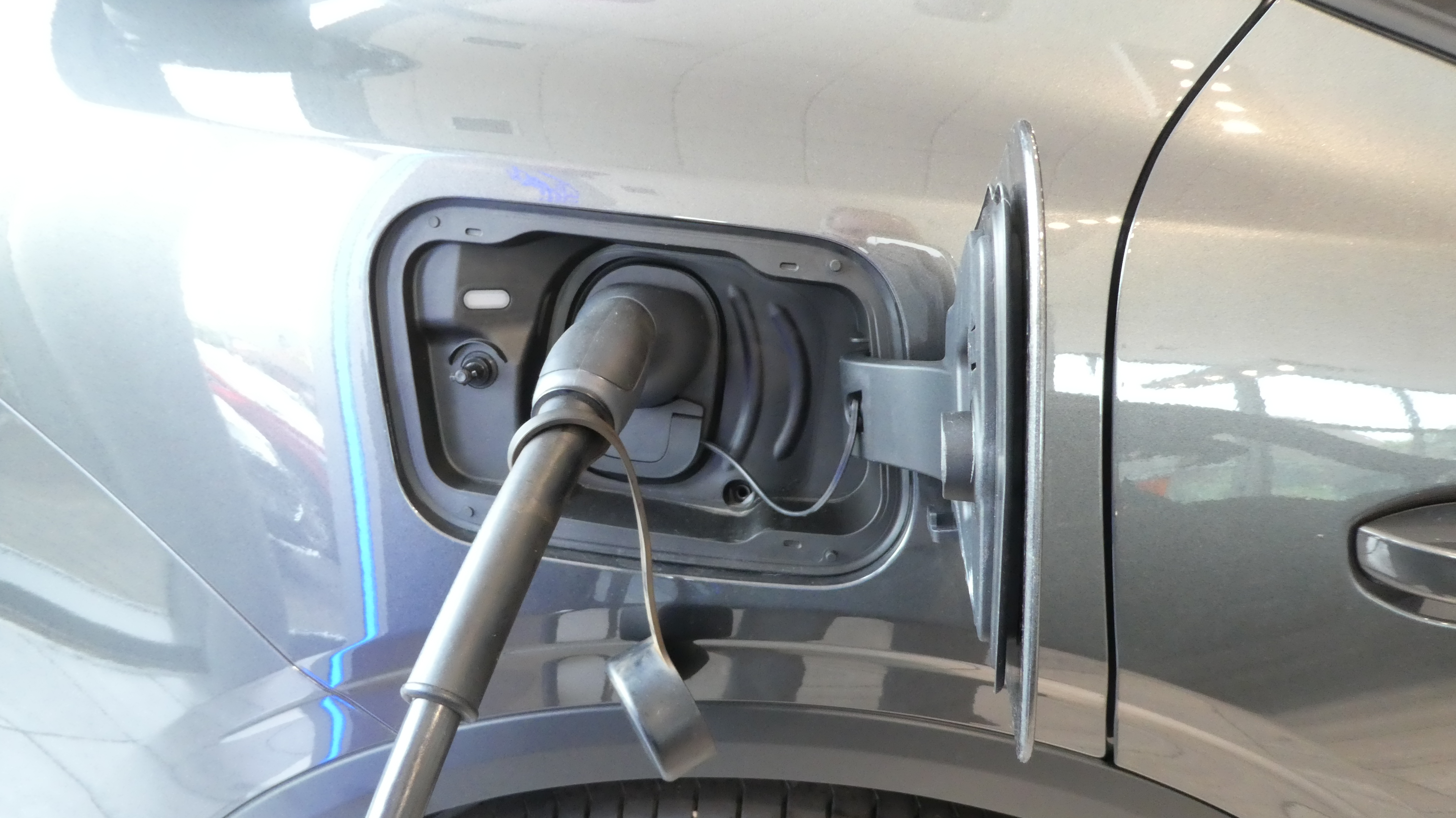Type 2 EV charging cable and connector close-up
