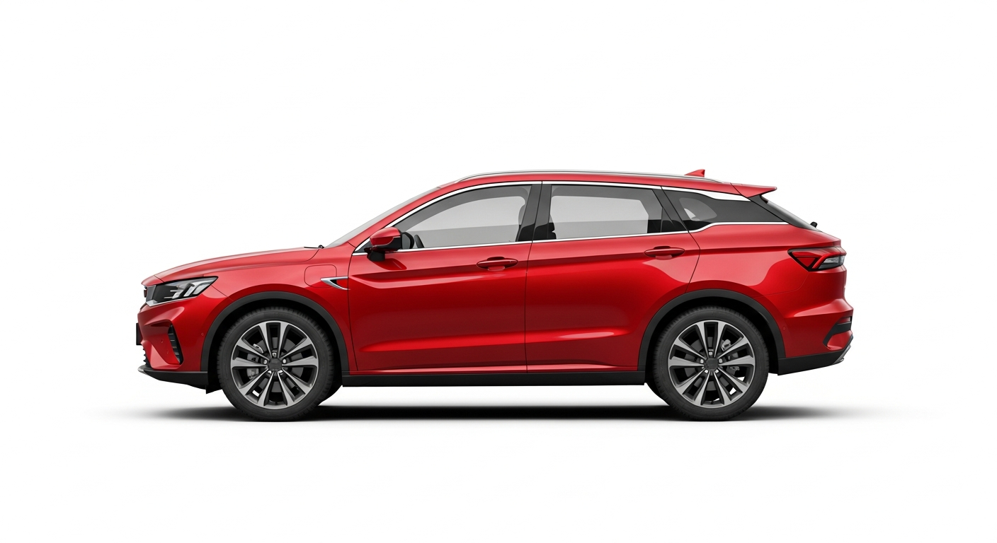 Concept render of a Geely E5 for illustrative purposes