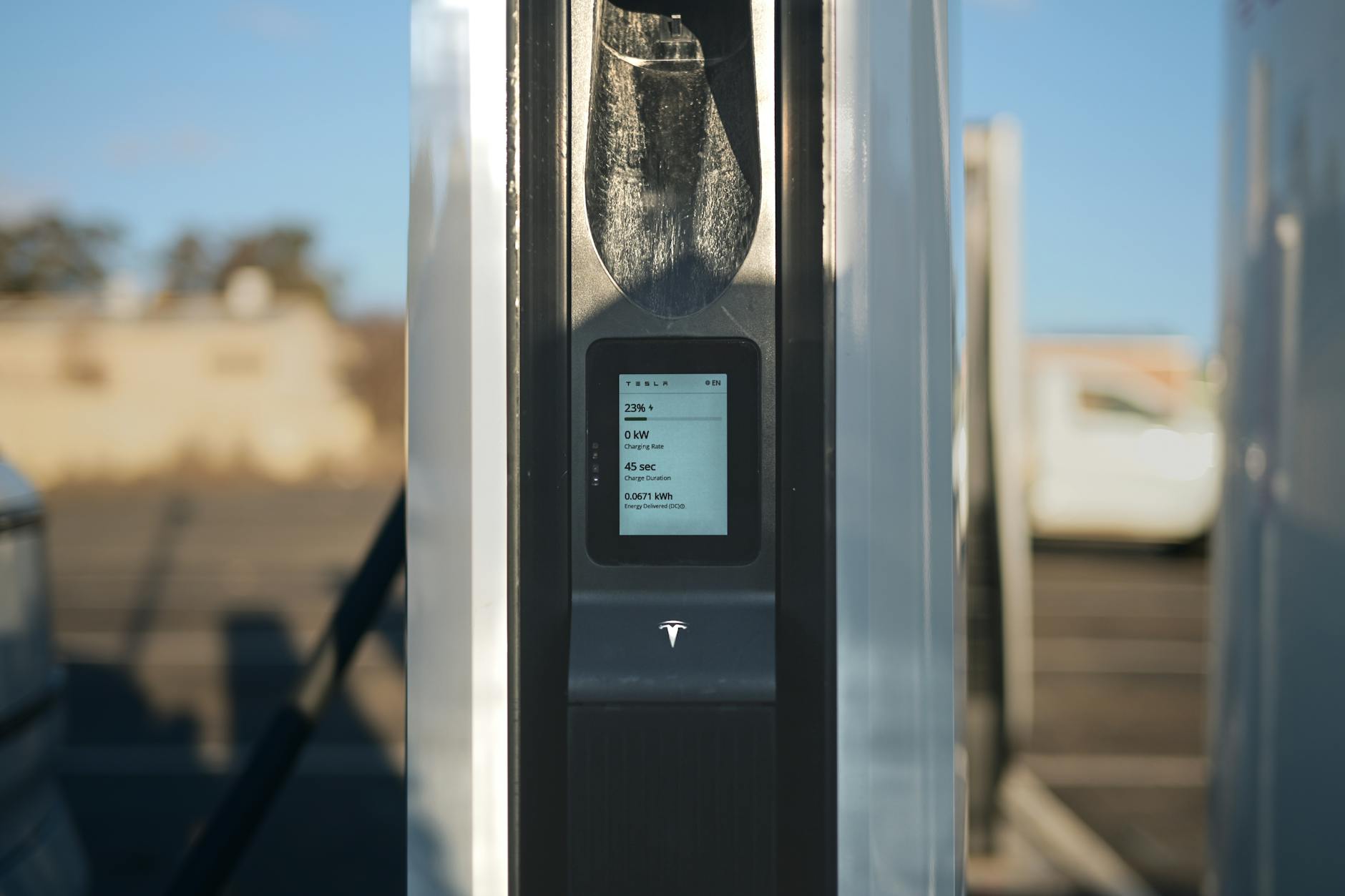 Close-up view of an electric vehicle charging station located outdoors in Yass, NSW, Australia.