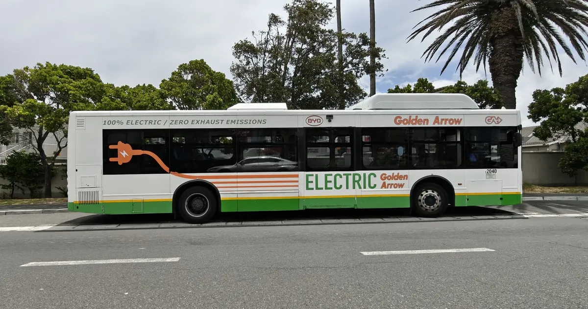 A Golden Arrow BYD electric bus in Cape Town