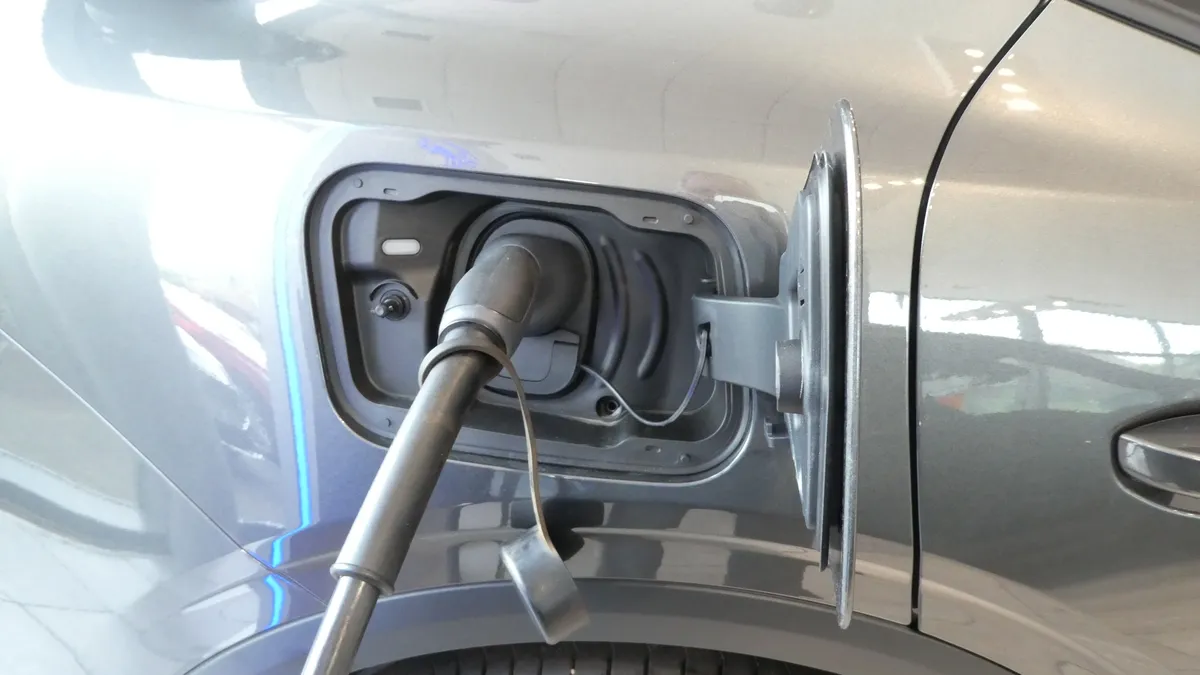 Type 2 EV charging cable and connector close-up